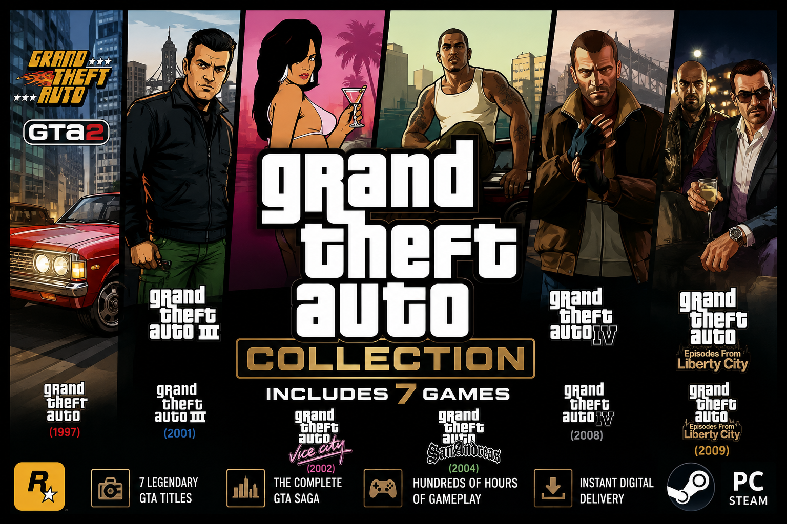 Grand Theft Auto Collection PC Steam Account | GTA I–IV | Instant Digital Download